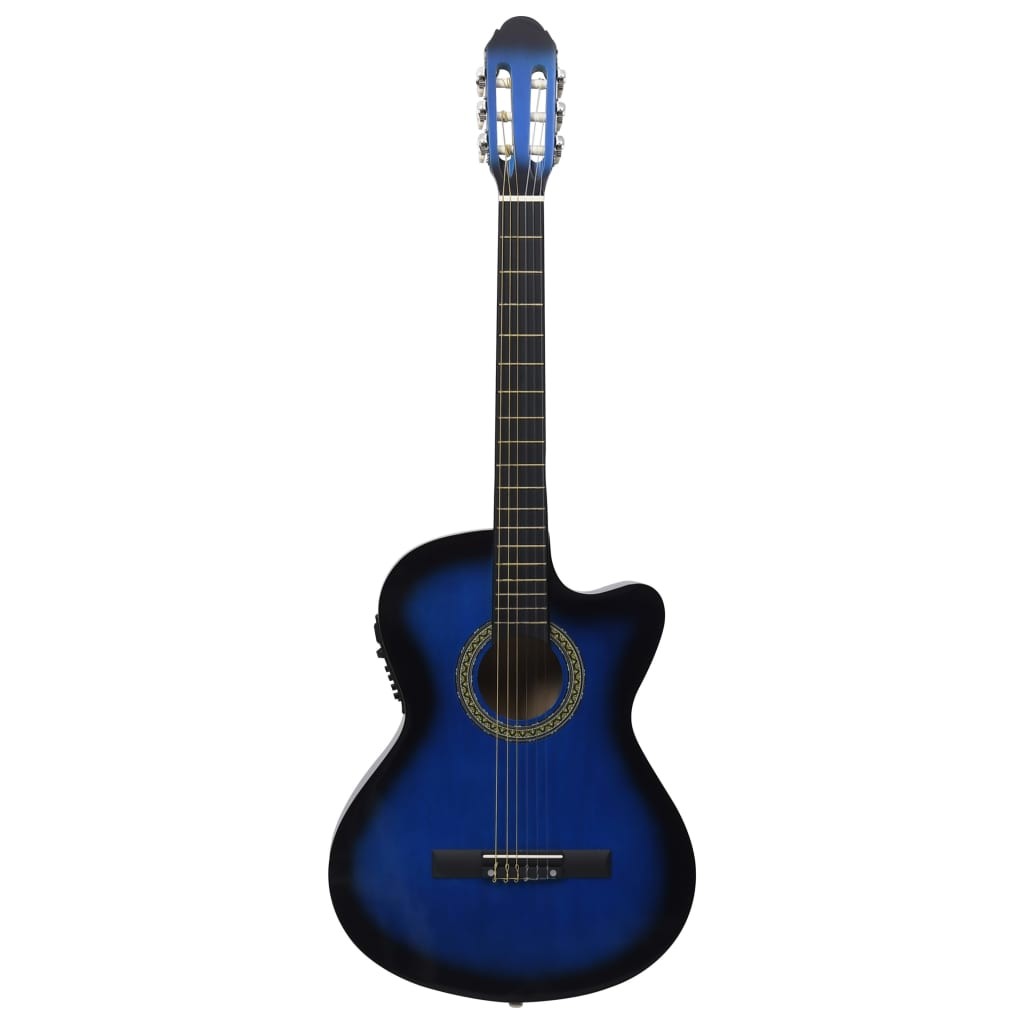 Western Acoustic Cutaway Guitar with Equalizer 6 Strings Blue